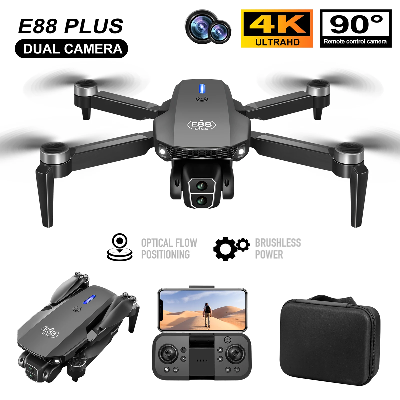 New E88 Plus Quadcopter Drone: - Drone Gimbal Brushless review and price